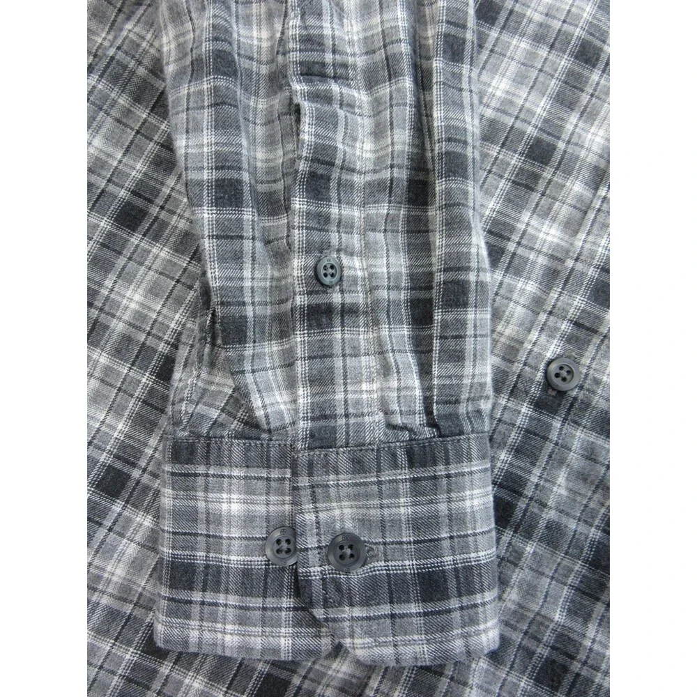 Banana Republic Shirt Mens Large 16-16.5 Button Down Long Slv Shirt Plaid Gray